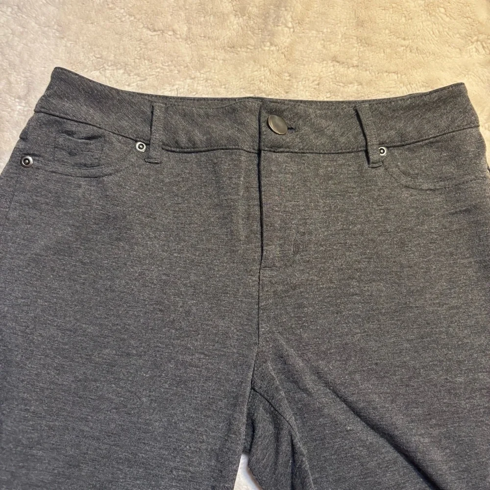 Cato Pants Size 2 Charcoal Grey Knit Straight Leg Rayon Nylon Spandex Versatile
